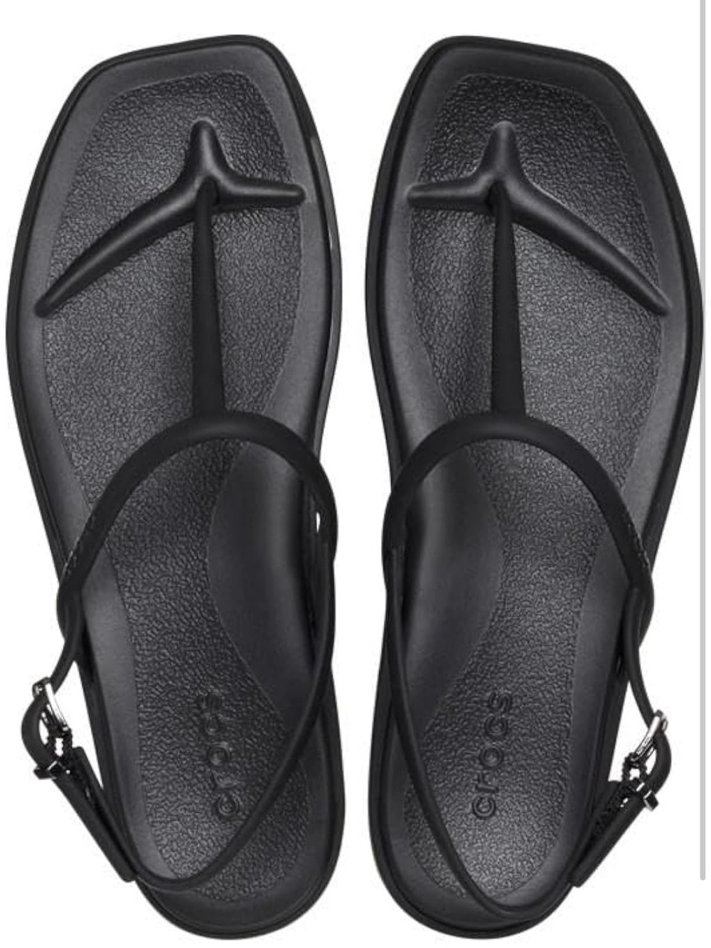 CROCS Black T-Strap Women's Sandals - Picture 2 of 2